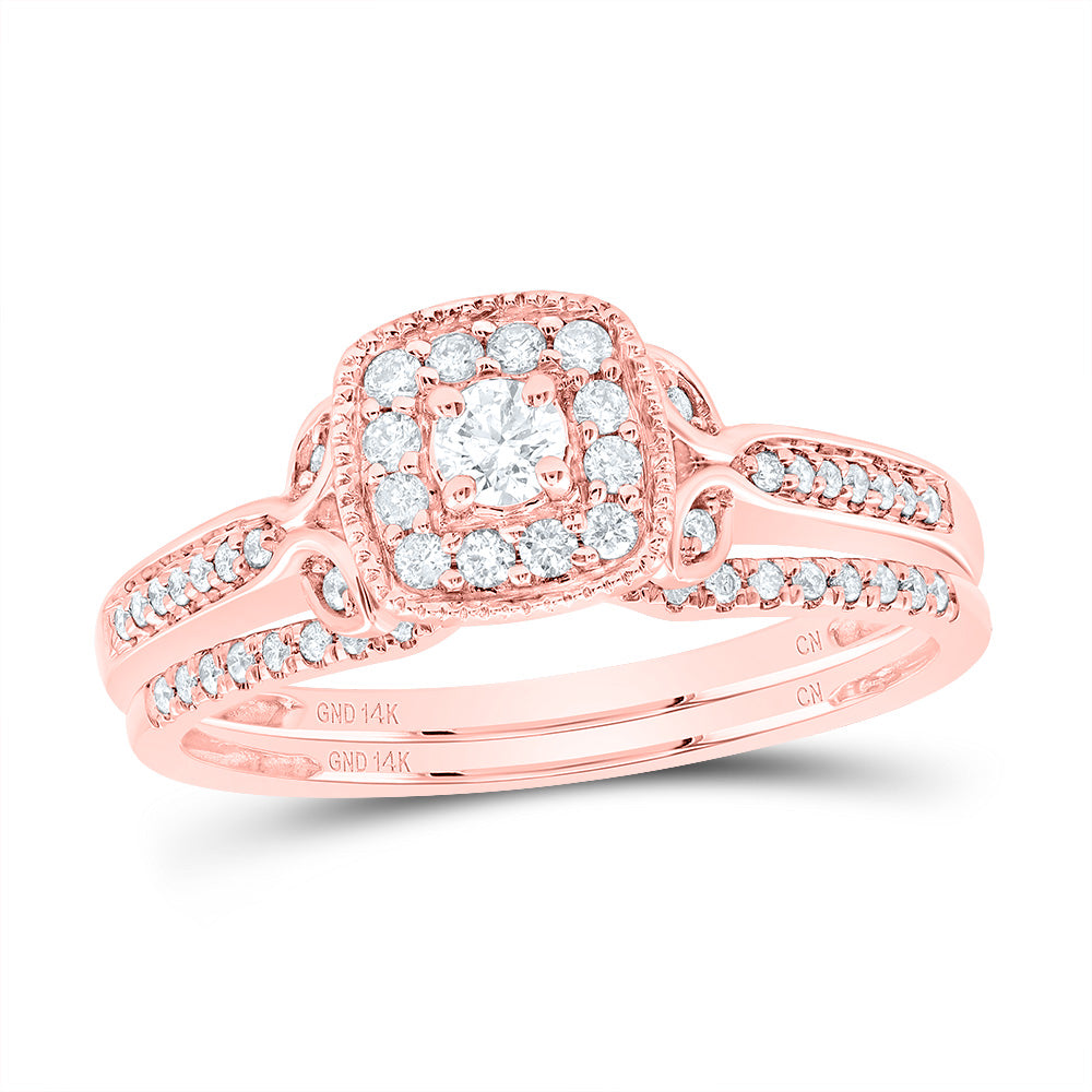 1/3CTW-DIA CN CUSHION SINGLE HALO BRIDAL SET