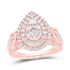 1CTW-DIA CN PEAR DOUBLE HALO BRIDAL SET