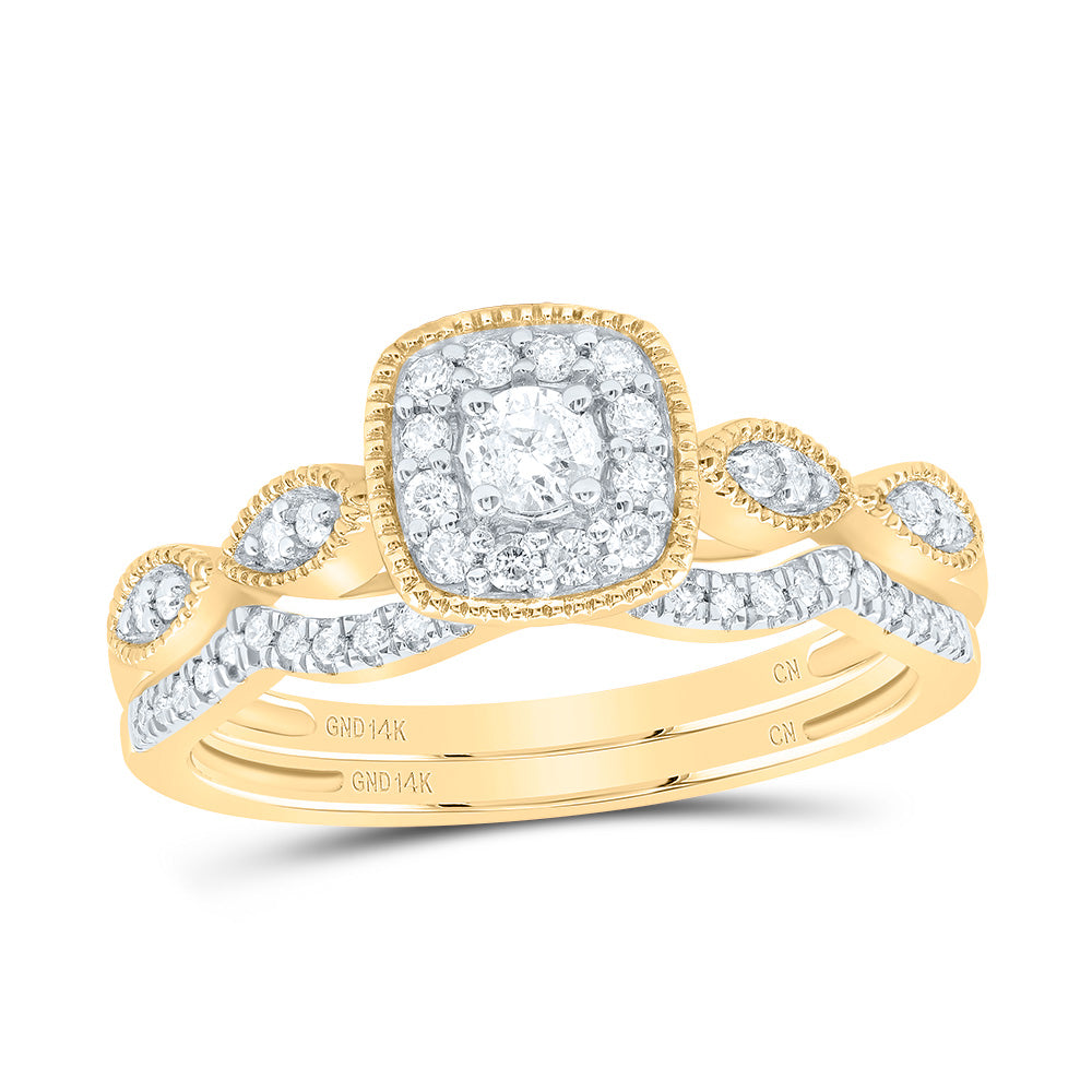 1/3CTW-DIA CN CUSHION SINGLE HALO BRIDAL SET