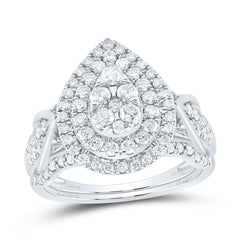 1CTW-DIA CN PEAR DOUBLE HALO BRIDAL SET