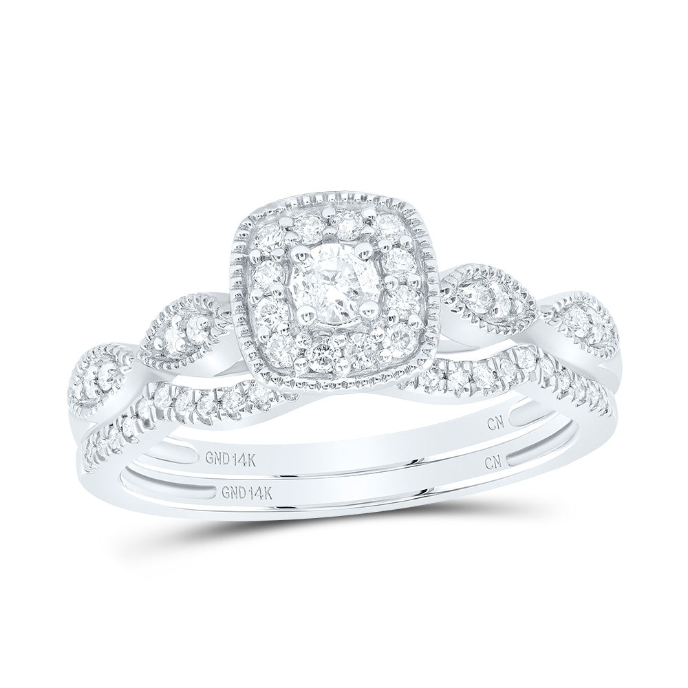 1/3CTW-DIA CN CUSHION SINGLE HALO BRIDAL SET
