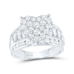 14kt White Gold Round Diamond Heart Bridal Wedding Engagement Ring 2 Cttw