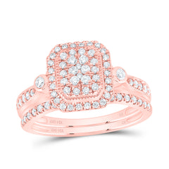 1/2CTW-DIA CN EMERALD DOUBLE HALO BRIDAL SET