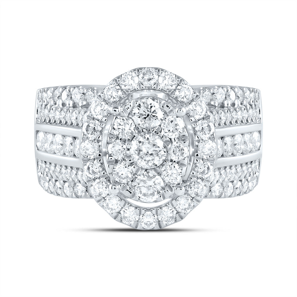 1 3/4CTW-DIA CN OVAL SINGLE HALO BRIDAL RING