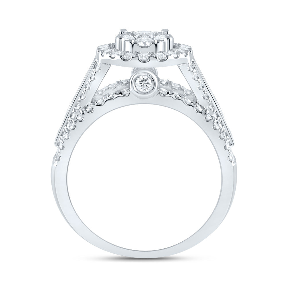 1 3/4CTW-DIA CN OVAL SINGLE HALO BRIDAL RING