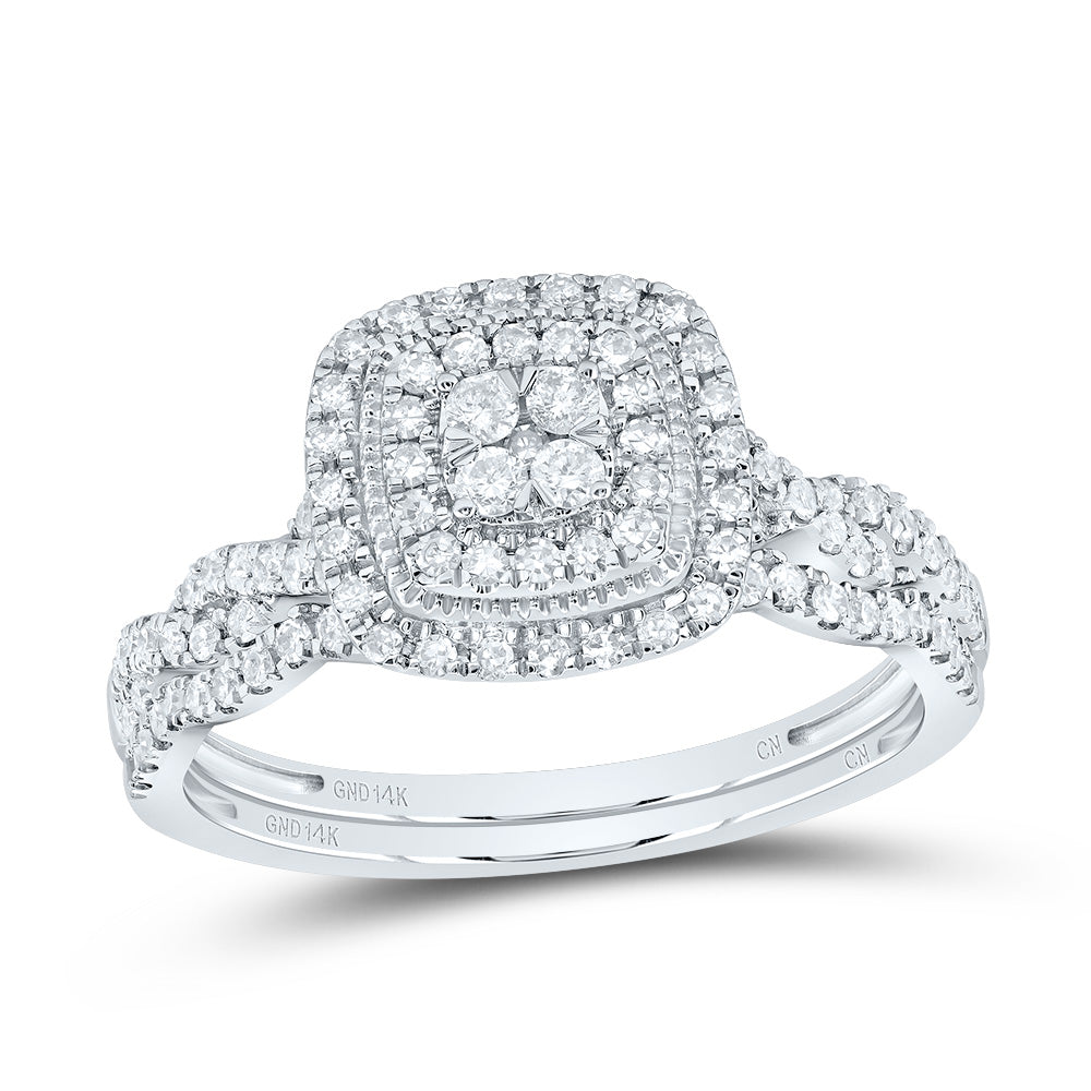 1/2CTW-DIA CN CUSHION DOUBLE HALO BRIDAL SET