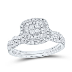 1/2CTW-DIA CN CUSHION DOUBLE HALO BRIDAL SET