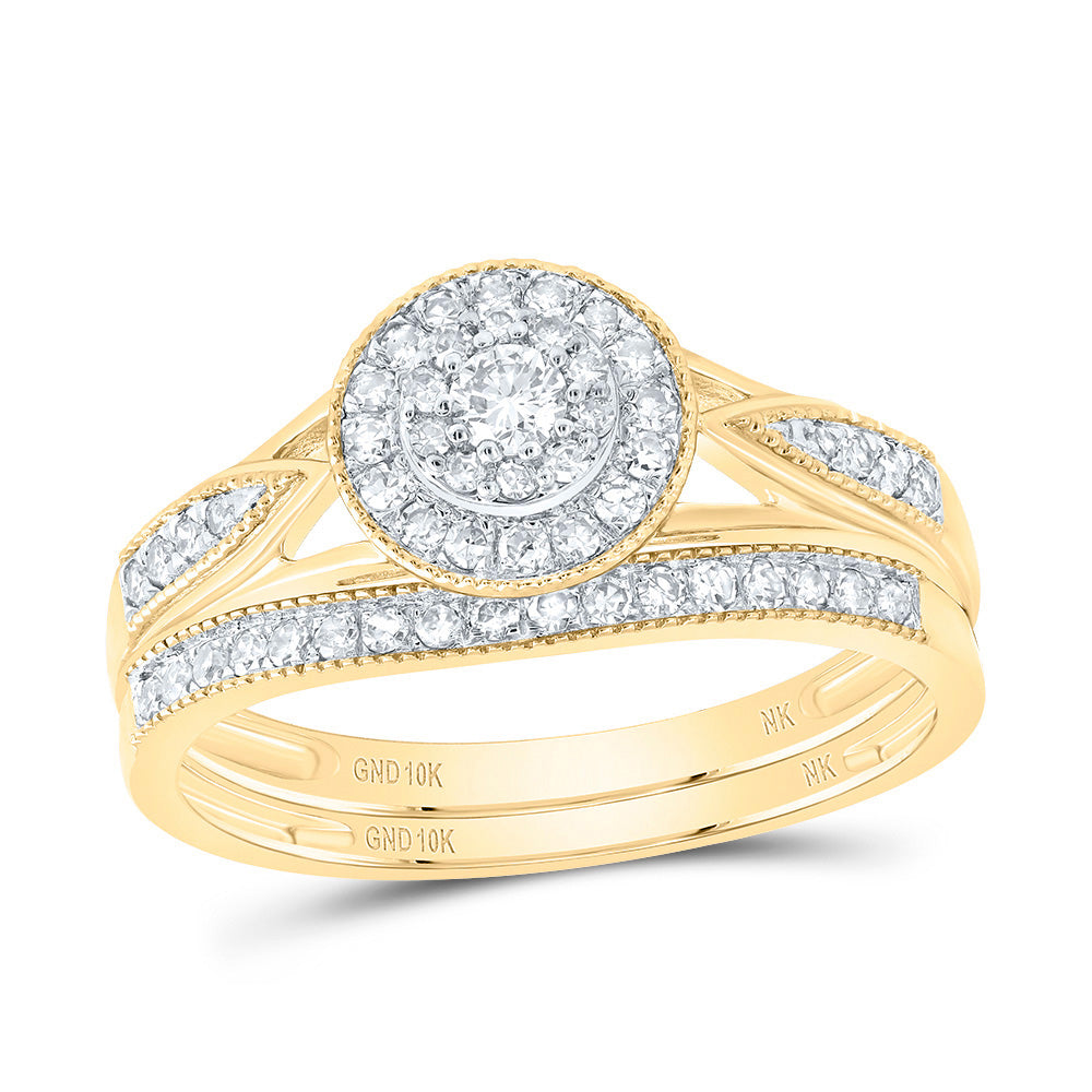 3/8CTW-DIA NK ROUND DOUBLE HALO BRIDAL SET