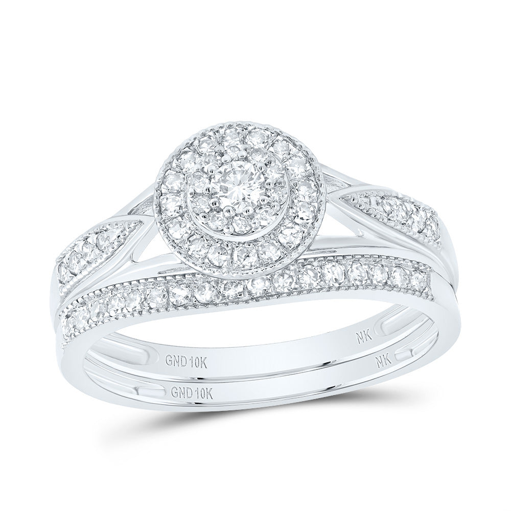 3/8CTW-DIA NK ROUND DOUBLE HALO BRIDAL SET