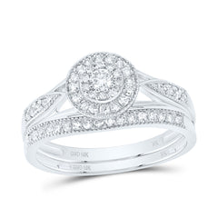 3/8CTW-DIA NK ROUND DOUBLE HALO BRIDAL SET