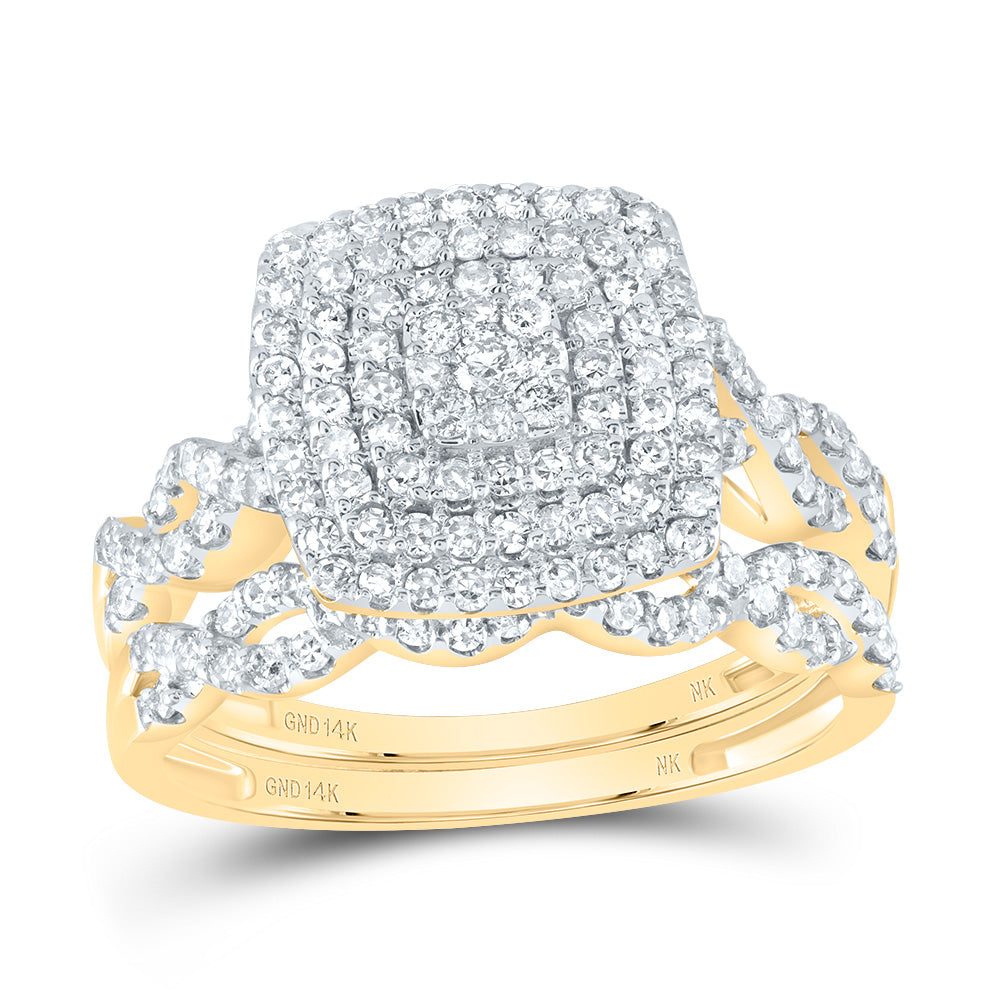 3/4CTW-DIA NK CUSHION DOUBLE HALO BRIDAL SET