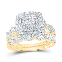 3/4CTW-DIA NK CUSHION DOUBLE HALO BRIDAL SET