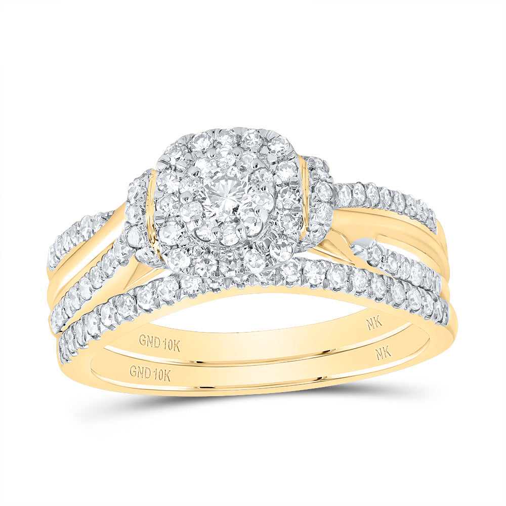 5/8CTW-DIA NK CUSHION DOUBLE HALO BRIDAL SET