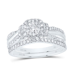 5/8CTW-DIA NK CUSHION DOUBLE HALO BRIDAL SET