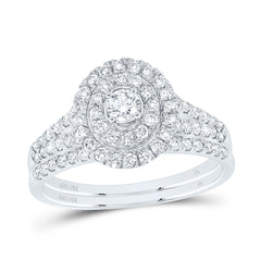 1CTW-DIA NK 1/5CT-CRD ROUND DOUBLE HALO BRIDAL SET