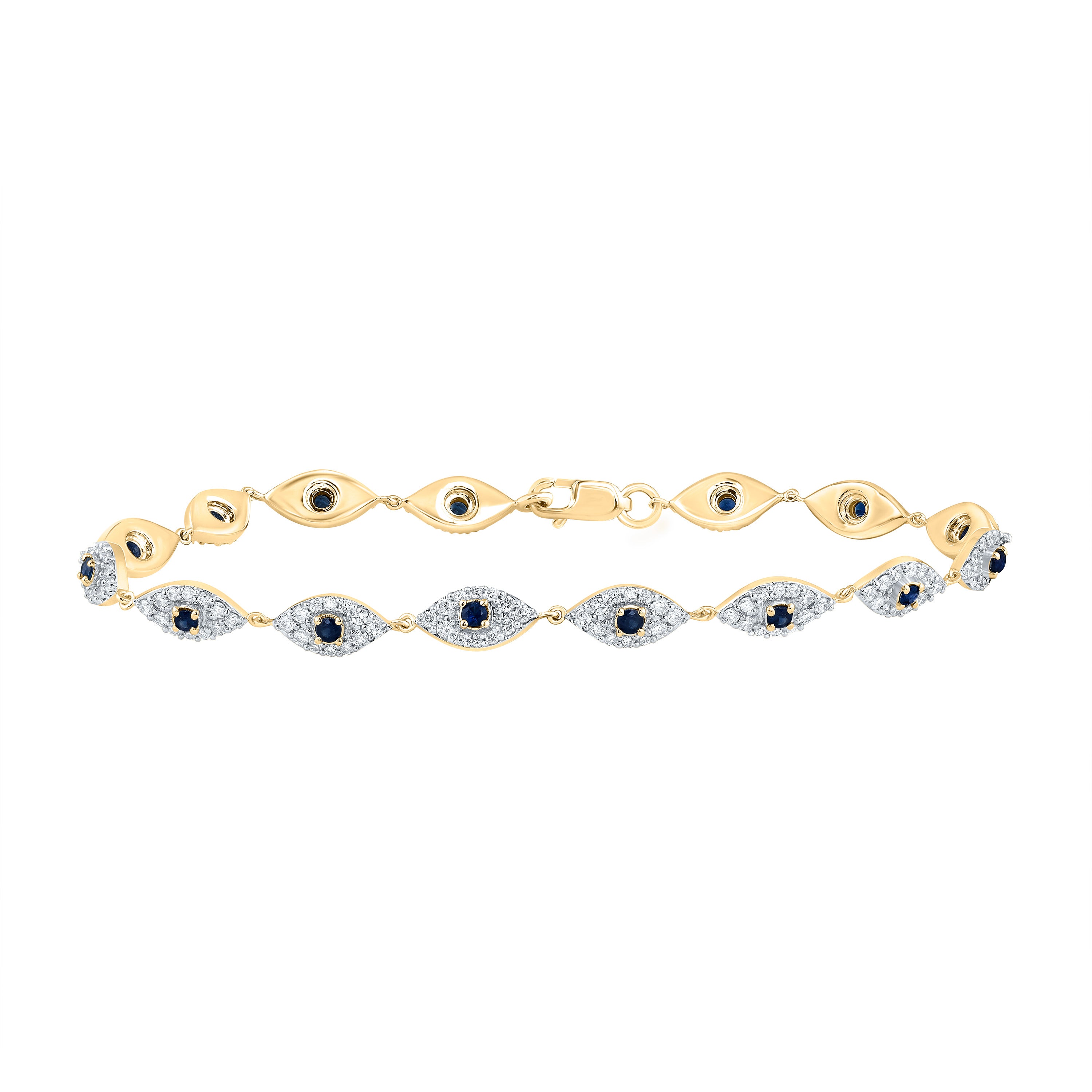 1 1/4CTW-DIA CN 1/2CTW- RD-BS NAT GEM EVIL-EYE BRACELET( 7 INCH)