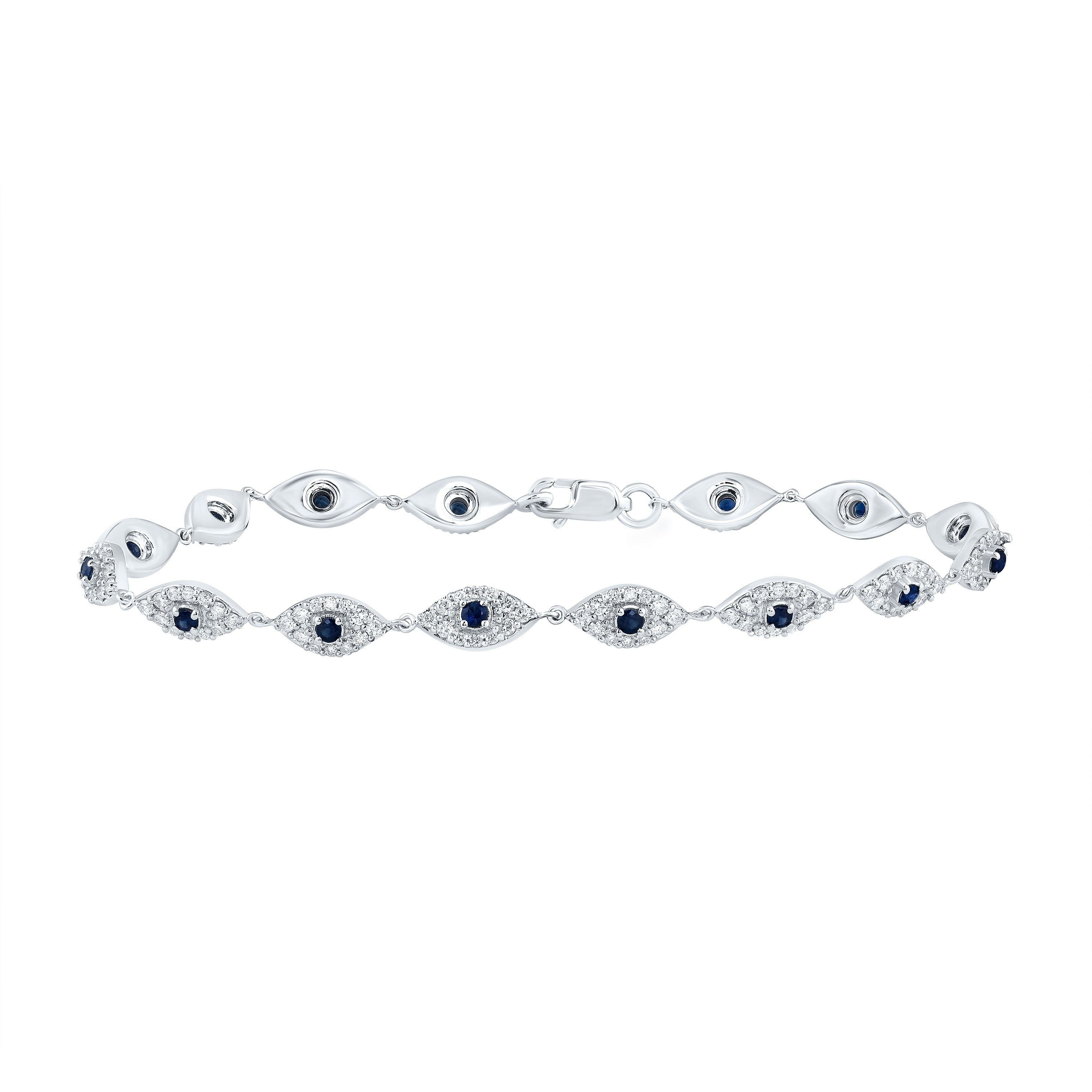 1 1/4CTW-DIA CN 1/2CTW- RD-BS NAT GEM EVIL-EYE BRACELET( 7 INCH)