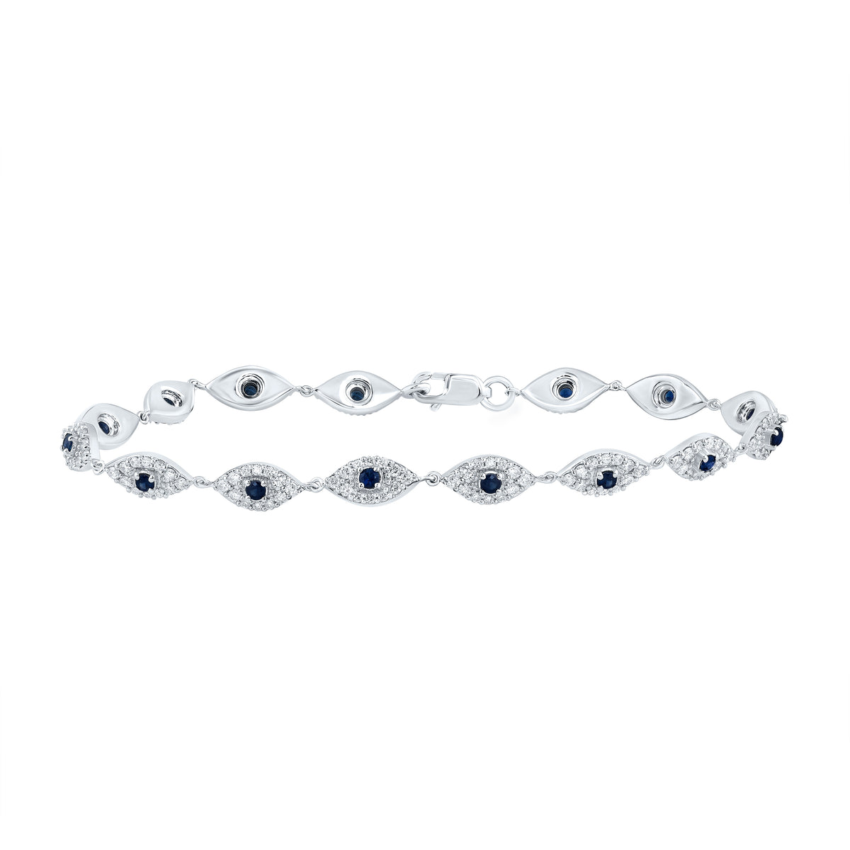1 1/4CTW-DIA CN 1/2CTW- RD-BS NAT GEM EVIL-EYE BRACELET( 7 INCH)