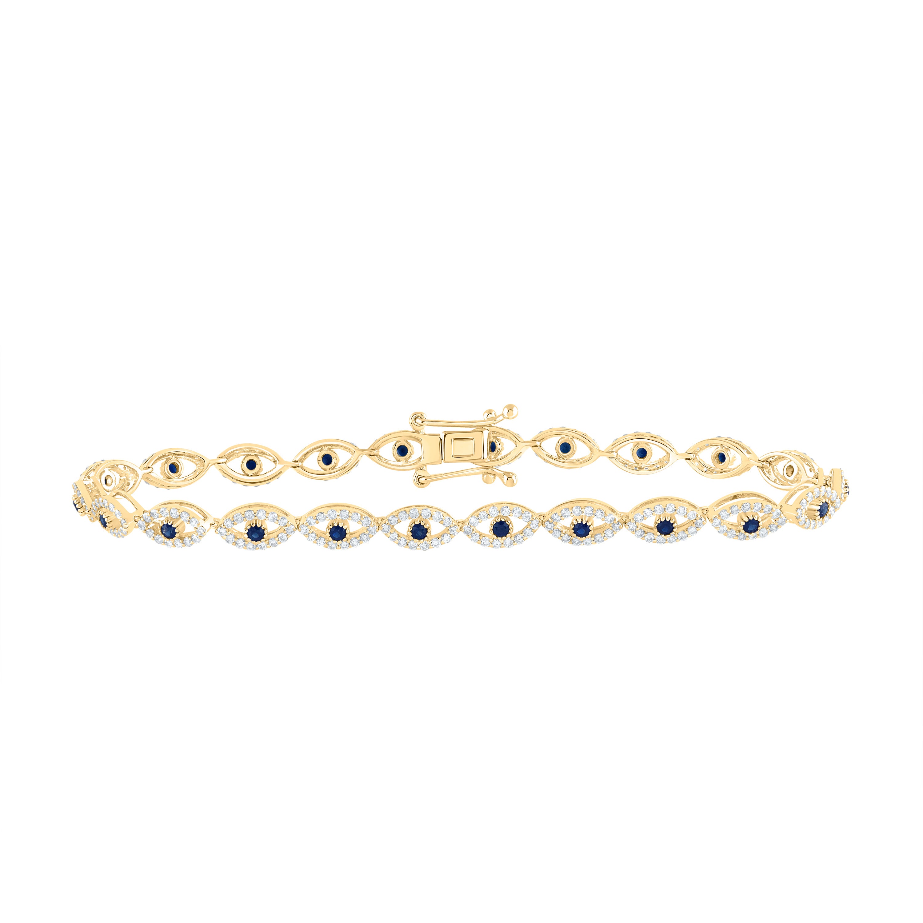 1 1/2CTW-DIA ANA M 5/8CTW RD-BS NAT GEM EVIL EYE BRACELET (7 INCH)