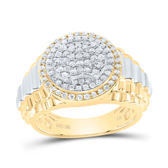 10K Yellow Gold 7/8 CTW-Natural Diamondround Mens Ring 8.74 Gram