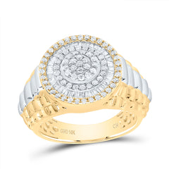 10K Yellow Gold 7/8 CTW-Natural Diamondround Mens Ring 8.8 Gram