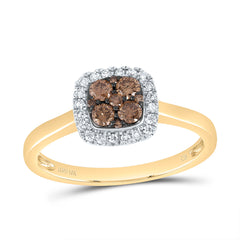 1/3CTW-DIA CN COGNAC NATURAL CUSHION RING