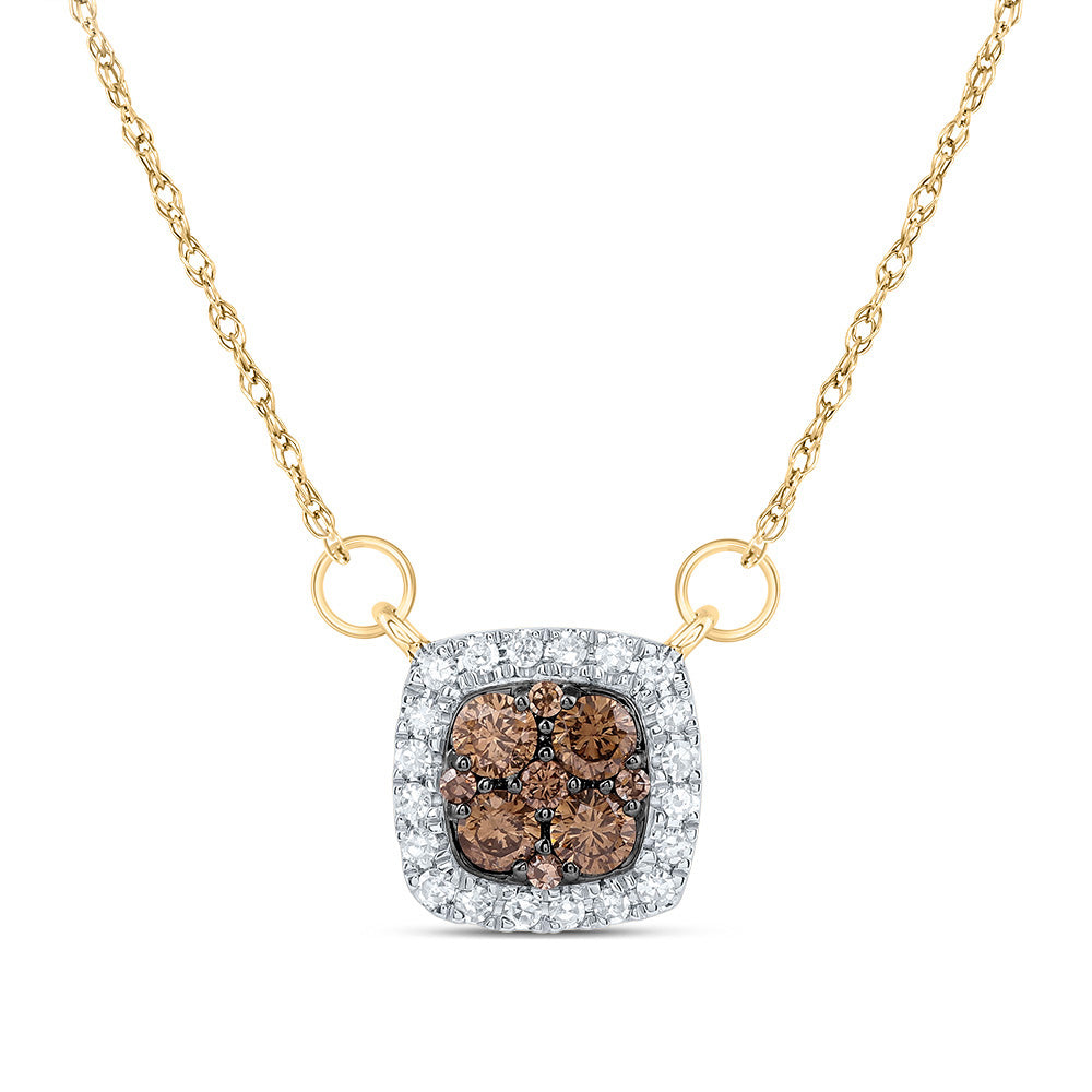 1/3CTW-DIA CN  COGNAC NATURAL CUSHION NECKLACE(18 INCH)