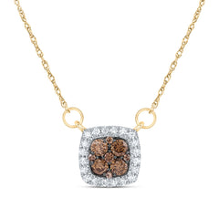 1/3CTW-DIA CN  COGNAC NATURAL CUSHION NECKLACE(18 INCH)