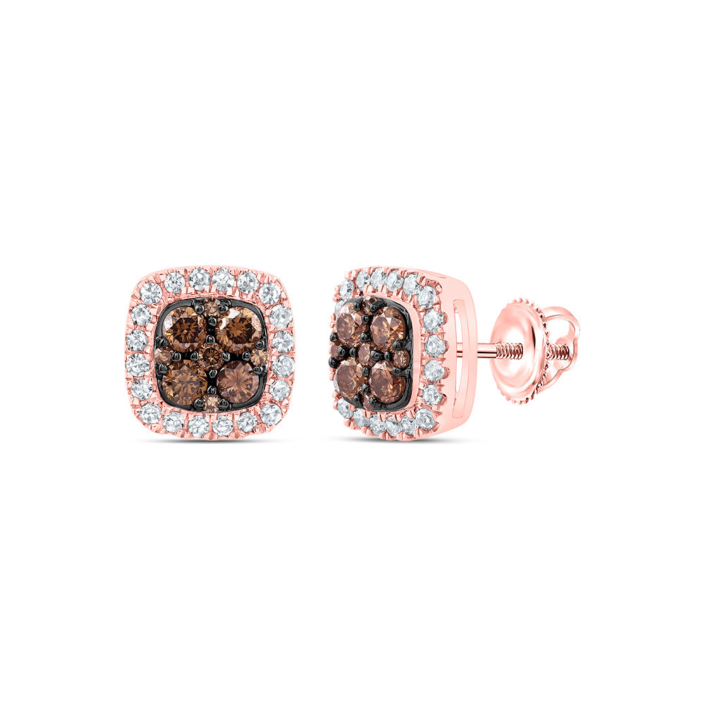 1/2CTW-DIA CN  COGNAC NATURAL CUSHION STUD EARRING