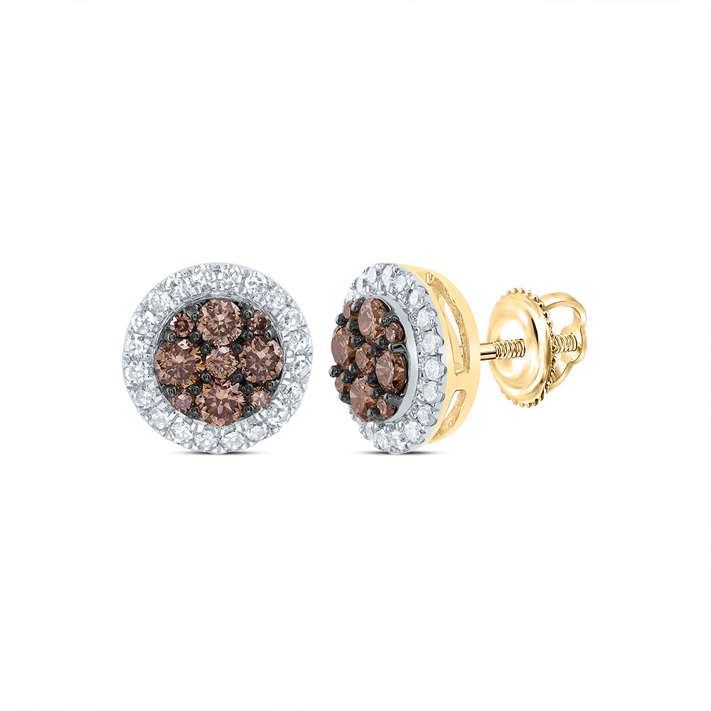 1/2CTW-DIA CN  COGNAC NATURAL ROUND STUD EARRING