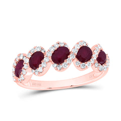14K Rose Gold 1/3 CTW-Natural Diamond 1 CTWov-Ru Natural Gemstone Anniversary Band 2.84 Gram