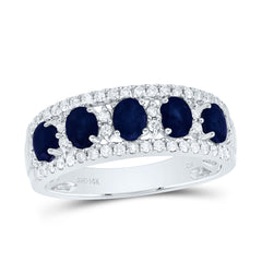 14K White Gold 1/3 CTW-Natural Diamond 1 CTWov-Bs Natural Gemstone Anniversary Band 3.73 Gram
