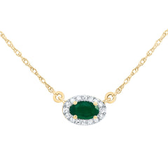 1/20CTW-DIA CN 5X3MM OV-EM NAT GEM OVAL NECKLACE (18 INCH)