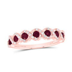 10K Rose Gold 1/10 CTW-Natural Diamond 1/2 CTWrd-Ru Natural Gemstone Ladies Band 1.91 Gram