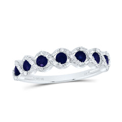 10K White Gold 1/10 CTW-Natural Diamond 1/2 CTWrd-Bs Natural Gemstone Ladies Band 1.89 Gram