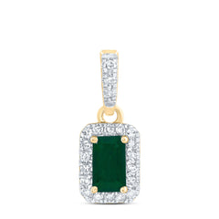 1/10CTW-DIA CN 5X3MM EM-EM NAT GEM EMERALD PENDANT