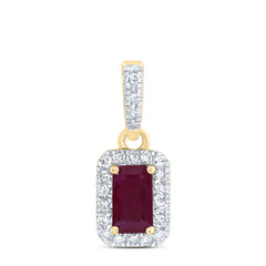 1/10CTW-DIA CN 5X3MM EM-RU NAT GEM EMERALD PENDANT