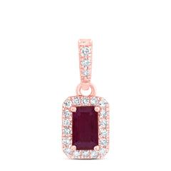 1/10CTW-DIA CN 5X3MM EM-RU NAT GEM EMERALD PENDANT