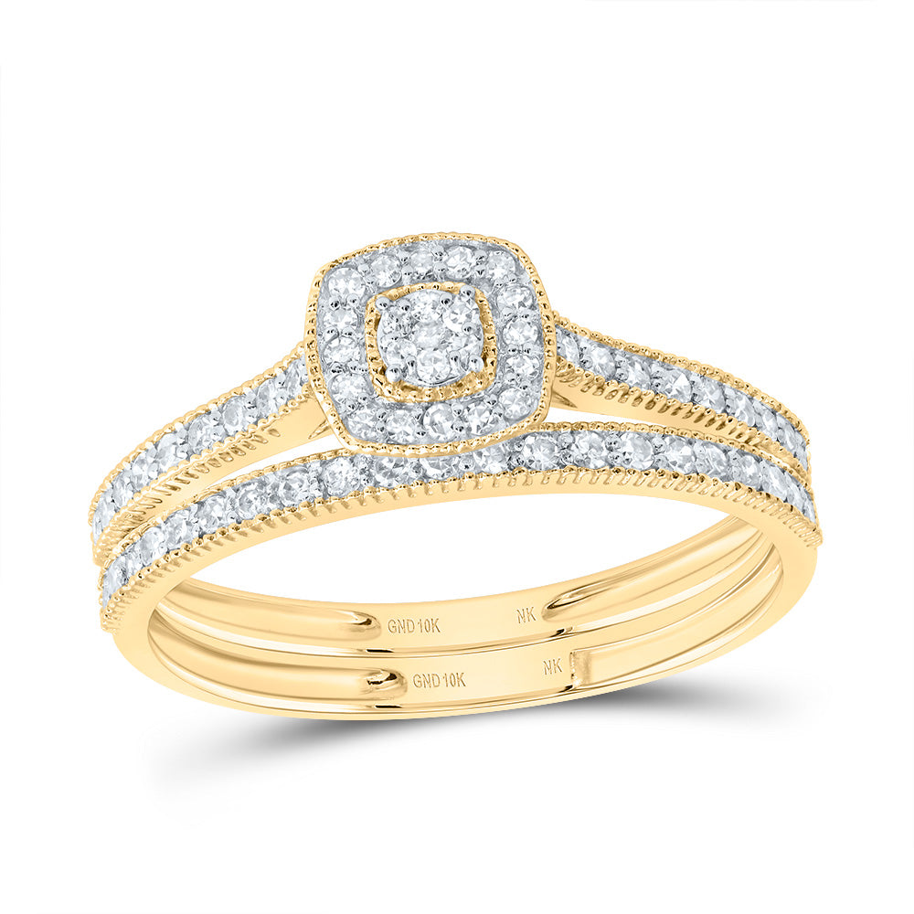 1/3CTW-DIA NK  CUSHION SINGLE HALO BRIDAL SET