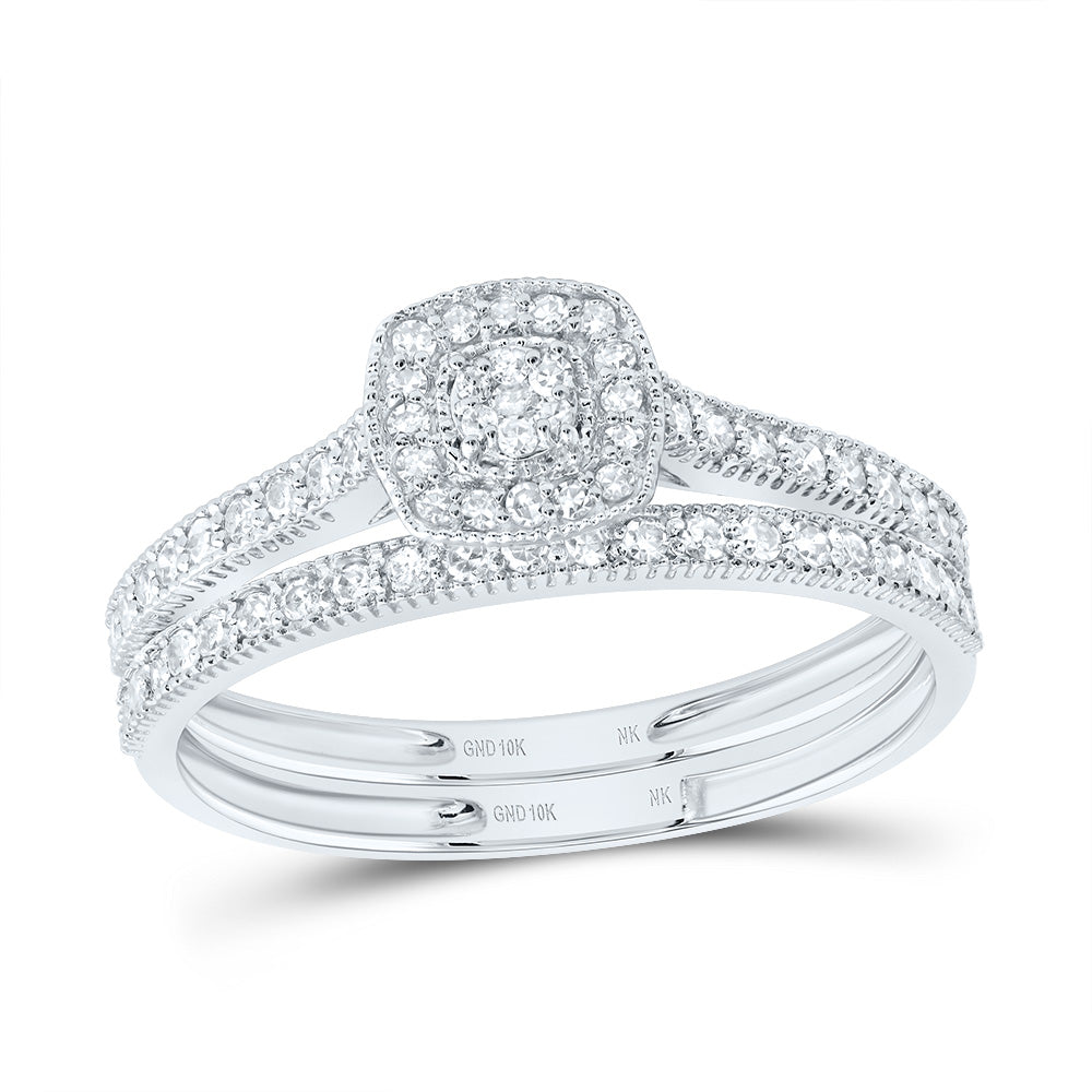 1/3CTW-DIA NK  CUSHION SINGLE HALO BRIDAL SET