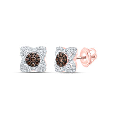 1/3CTW-DIA P1 GIFT COGNAC NATURAL FLOWER STUD EARRING