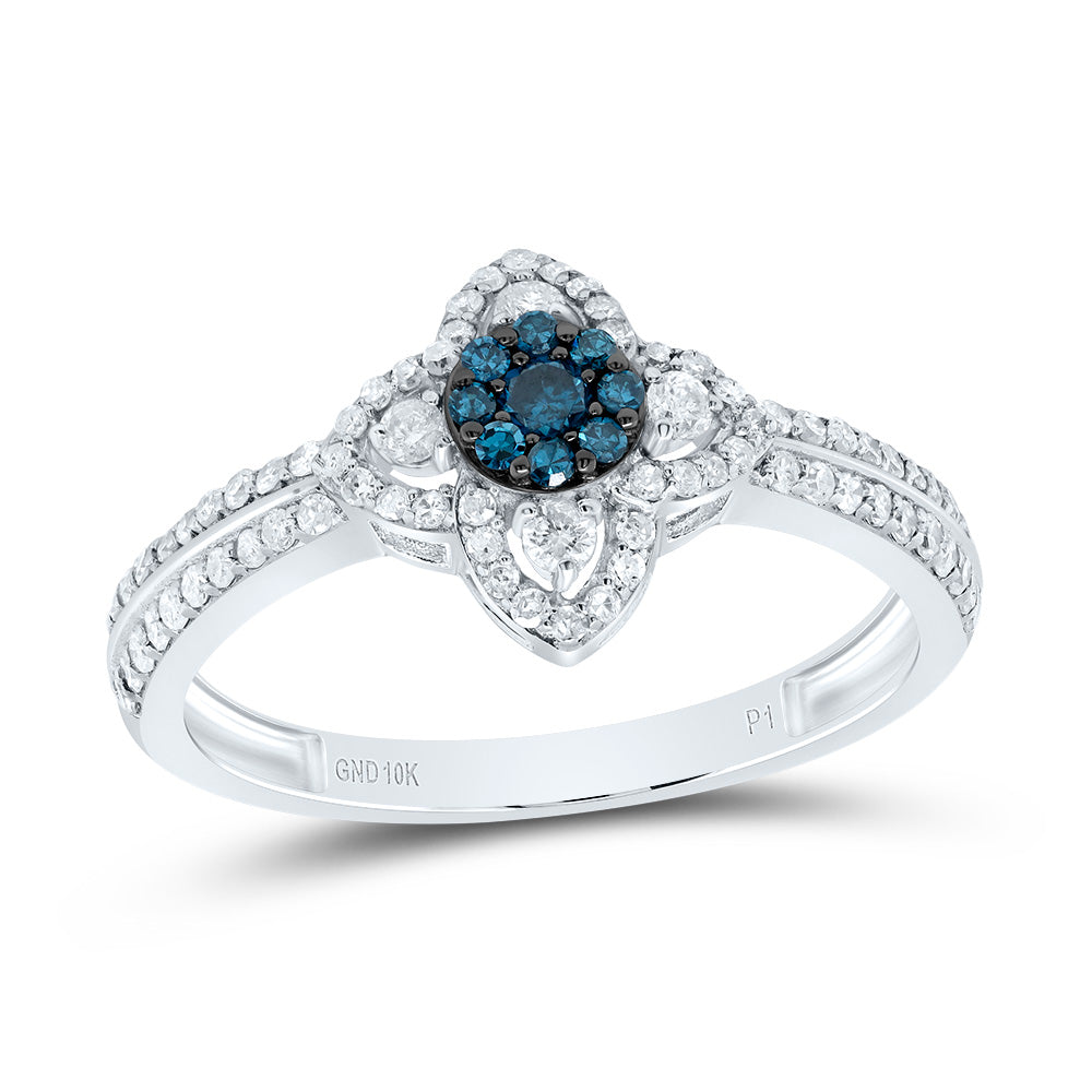 1/2CTW-DIA P1 GIFT BLUE DIAMOND FLOWER RING