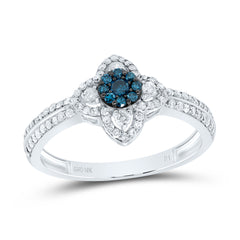 1/2CTW-DIA P1 GIFT BLUE DIAMOND FLOWER RING