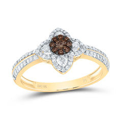 1/2CTW-DIA P1 GIFT COGNAC NATURAL FLOWER RING