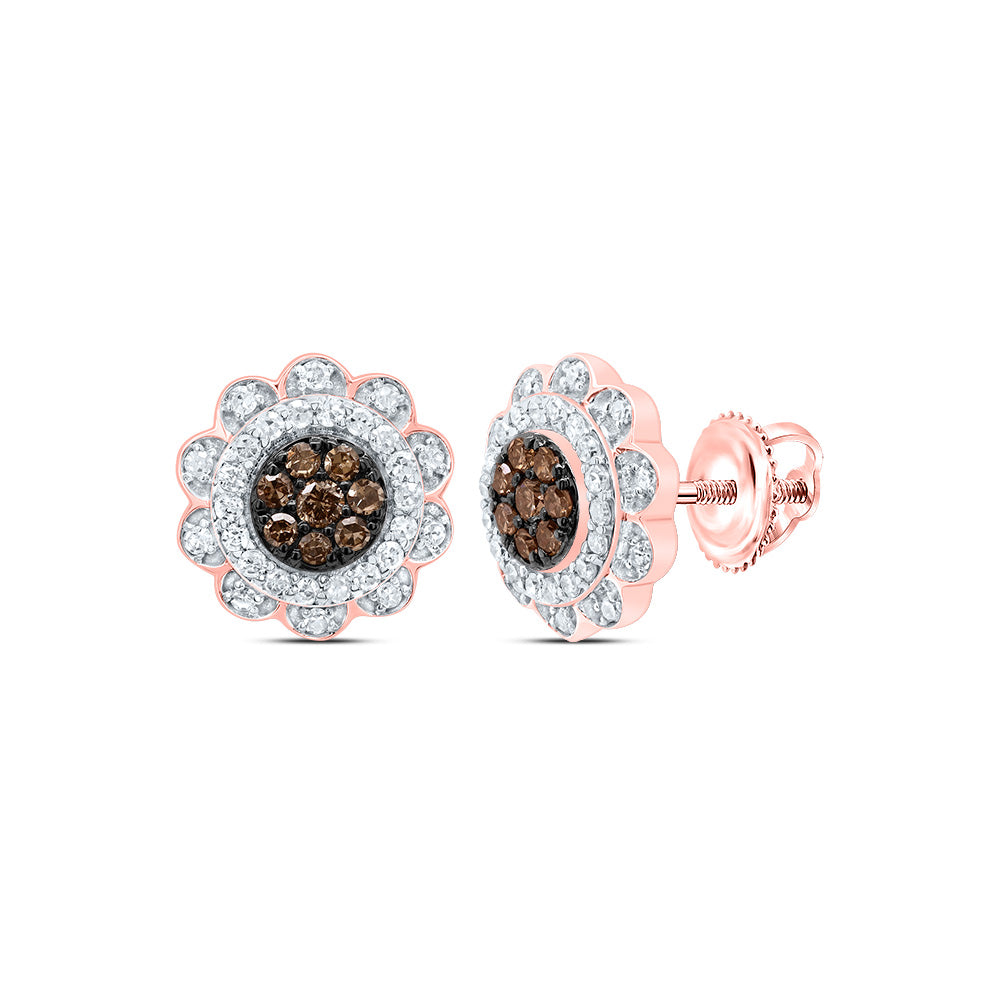3/8CTW-DIA P1 GIFT COGNAC NATURAL FLOWER STUD EARRING