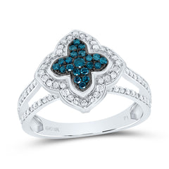 1/2CTW-DIA P1 GIFT BLUE DIAMOND CLOVER RING