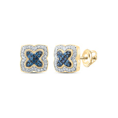 1/3CTW-DIA P1 GIFT BLUE DIAMOND CLOVER STUD EARRING