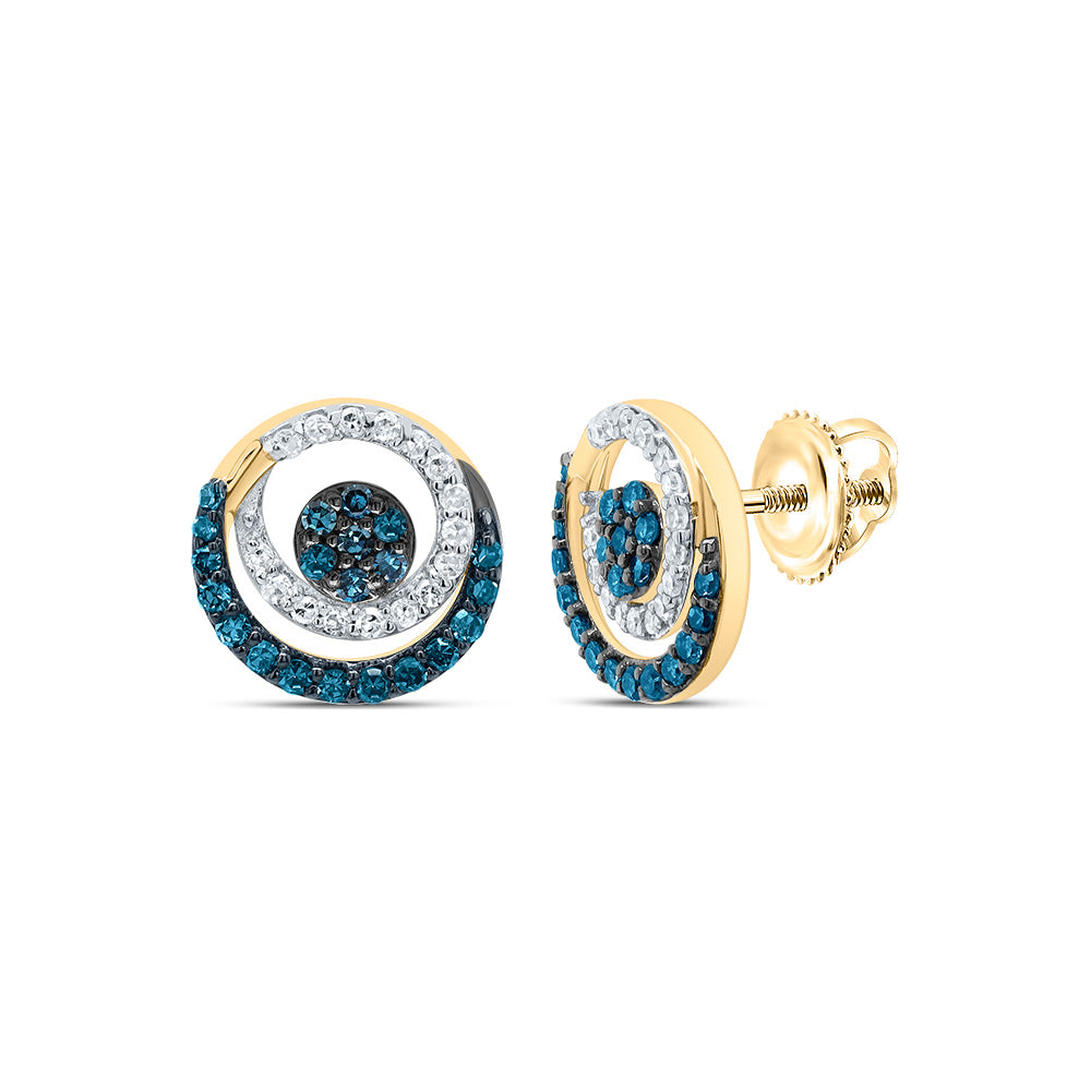 3/8CTW-DIA P1 GIFT BLUE DIAMOND ROUND STUD EARRING