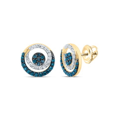 3/8CTW-DIA P1 GIFT BLUE DIAMOND ROUND STUD EARRING