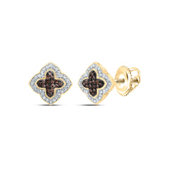 1/3CTW-DIA P1 GIFT COGNAC NATURAL CLOVER STUD EARRING